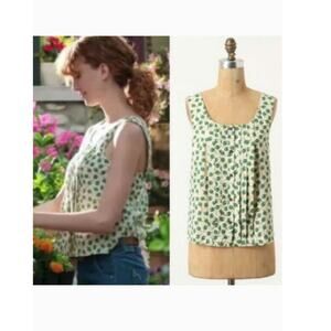 Anthropologie Postmark cotton Ping pong paddle ball pintuck tank top sz 14